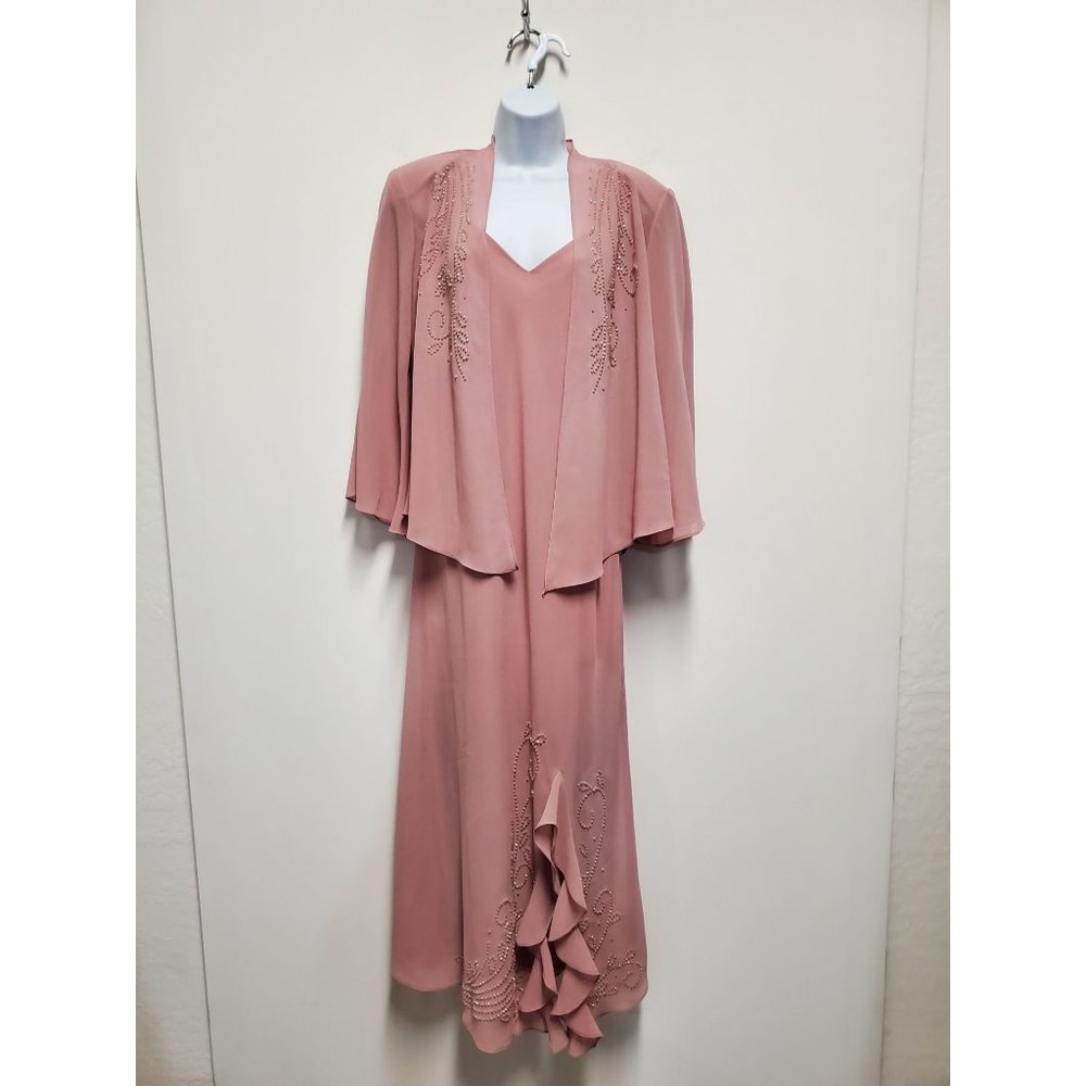R&M Richards Women's Beaded Jacket Dress - Mother of The Bride Dresses Size 10